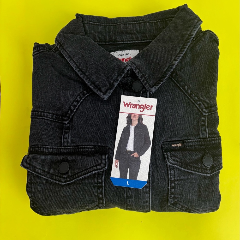 ❤️Wrangler Black Denim Jacket New Size L